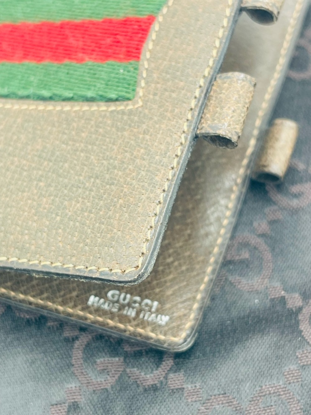 Gucci Brown Leather Card & Key Holder with Green-Red Web Stripe - Picture 4 of 7